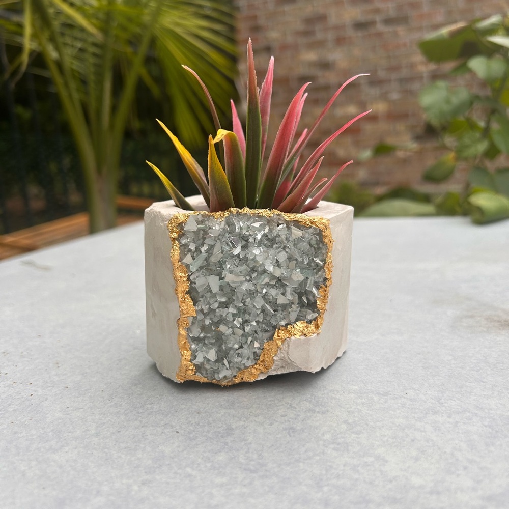 Silver Crystal Geode Planter